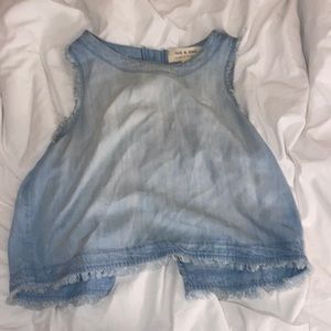 Light blue frayed copped tank